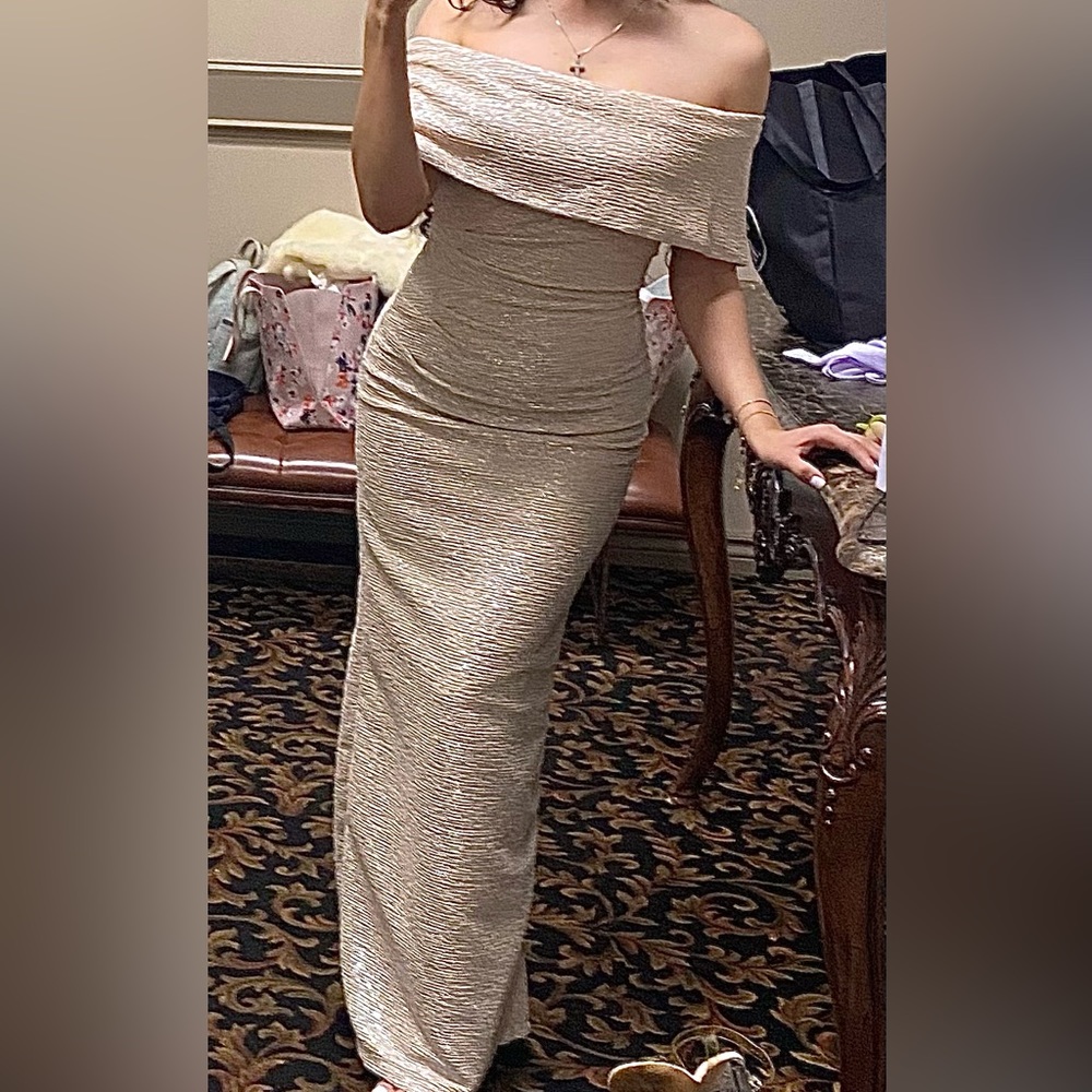 Marina size Small, Champagne strapless dress